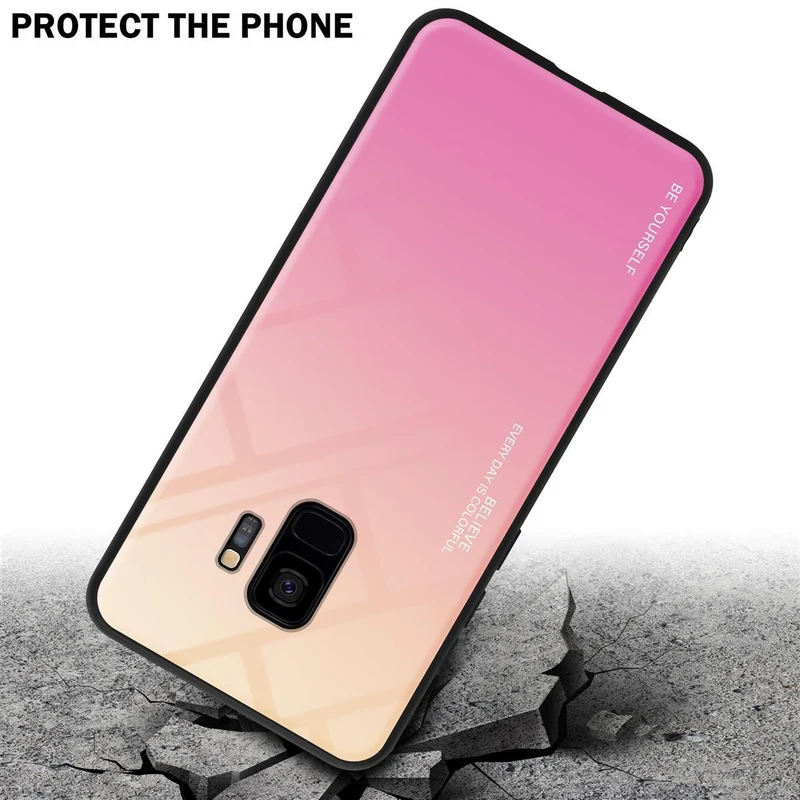 Cadorabo Hülle kompatibel mit Samsung Galaxy S9 Zweifarbige Schutzhülle aus Tempered Glas und TPU Silikon