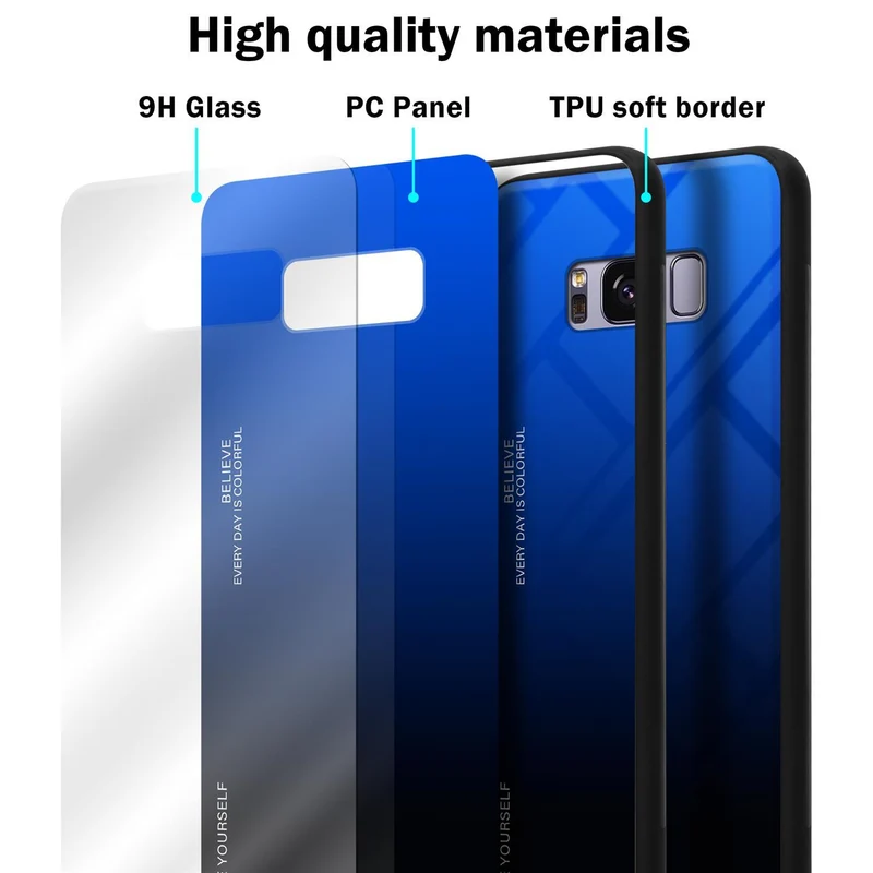 Cadorabo Hülle kompatibel mit Samsung Galaxy S8 PLUS Zweifarbige Schutzhülle aus Tempered Glas und TPU Silikon