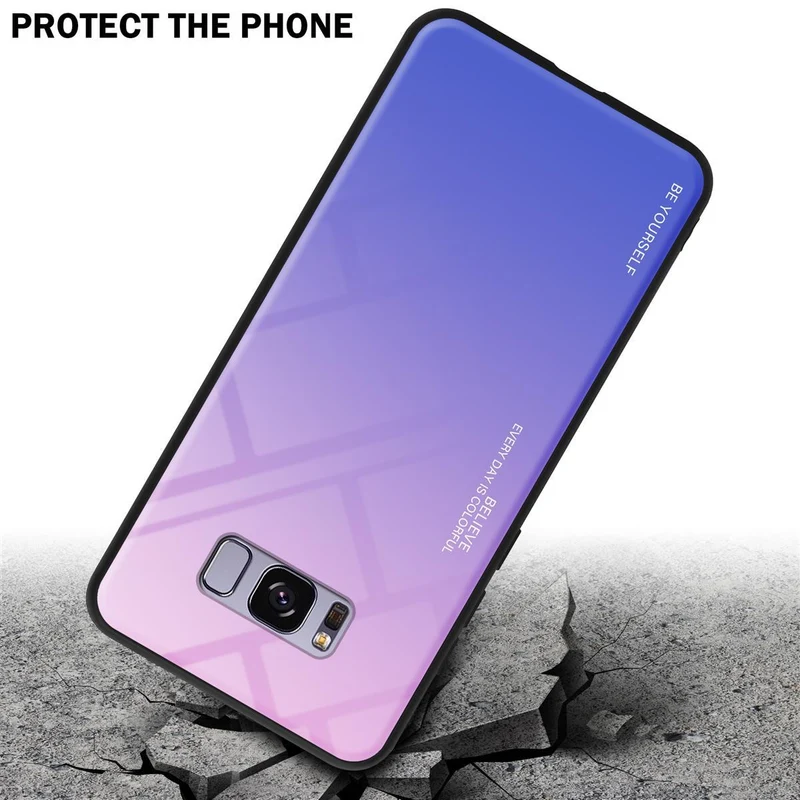 Cadorabo Hülle kompatibel mit Samsung Galaxy S8 PLUS Zweifarbige Schutzhülle aus Tempered Glas und TPU Silikon