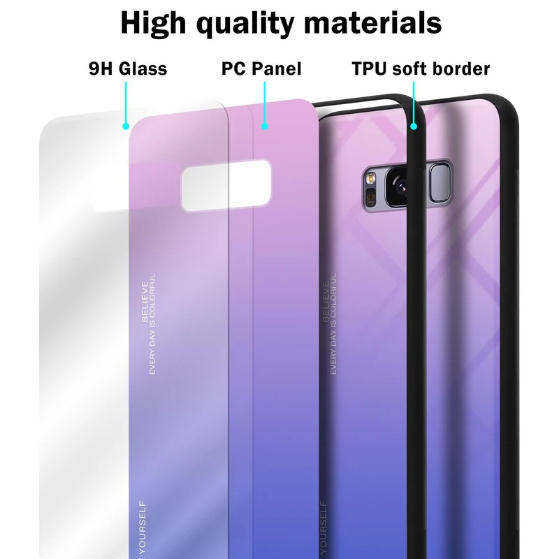 Cadorabo Hülle kompatibel mit Samsung Galaxy S8 PLUS Zweifarbige Schutzhülle aus Tempered Glas und TPU Silikon