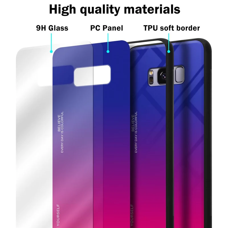 Cadorabo Hülle kompatibel mit Samsung Galaxy S8 PLUS Zweifarbige Schutzhülle aus Tempered Glas und TPU Silikon