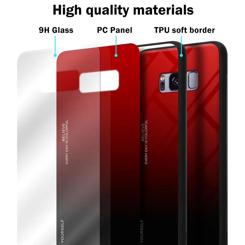 Cadorabo Hülle kompatibel mit Samsung Galaxy S8 PLUS Zweifarbige Schutzhülle aus Tempered Glas und TPU Silikon