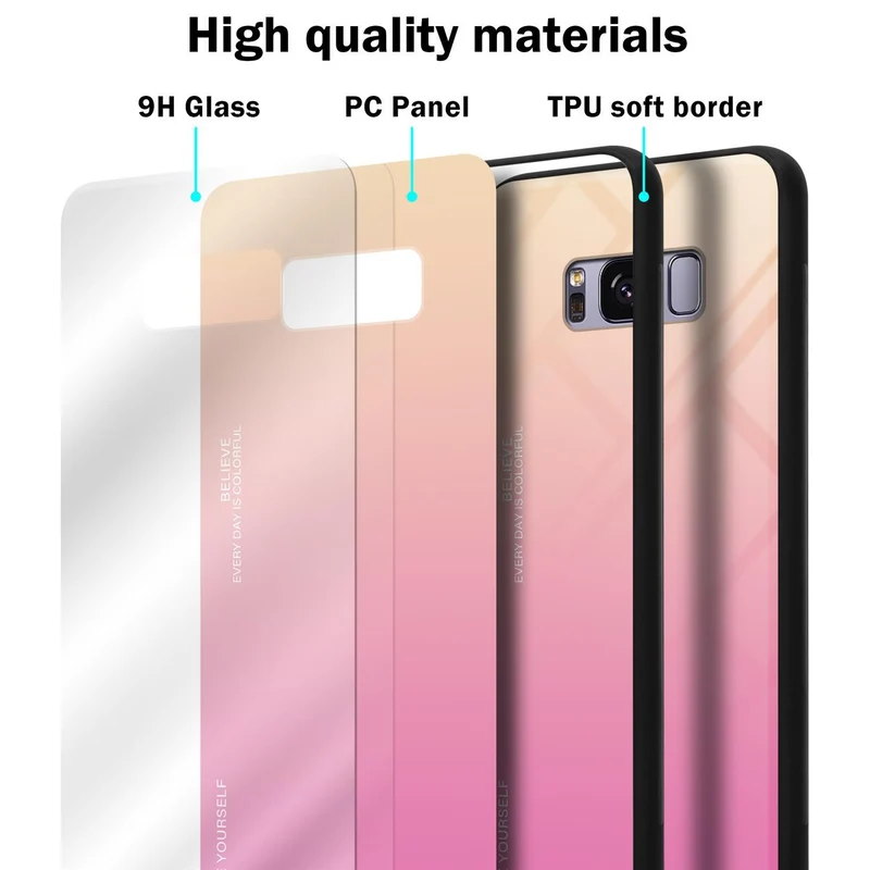 Cadorabo Hülle kompatibel mit Samsung Galaxy S8 PLUS Zweifarbige Schutzhülle aus Tempered Glas und TPU Silikon