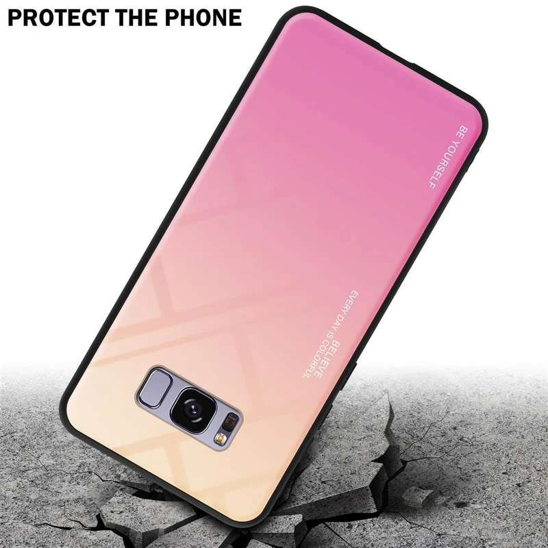 Cadorabo Hülle kompatibel mit Samsung Galaxy S8 PLUS Zweifarbige Schutzhülle aus Tempered Glas und TPU Silikon