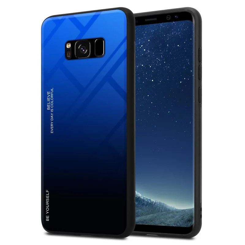 Cadorabo Hülle kompatibel mit Samsung Galaxy S8 Zweifarbige Schutzhülle aus Tempered Glas und TPU Silikon