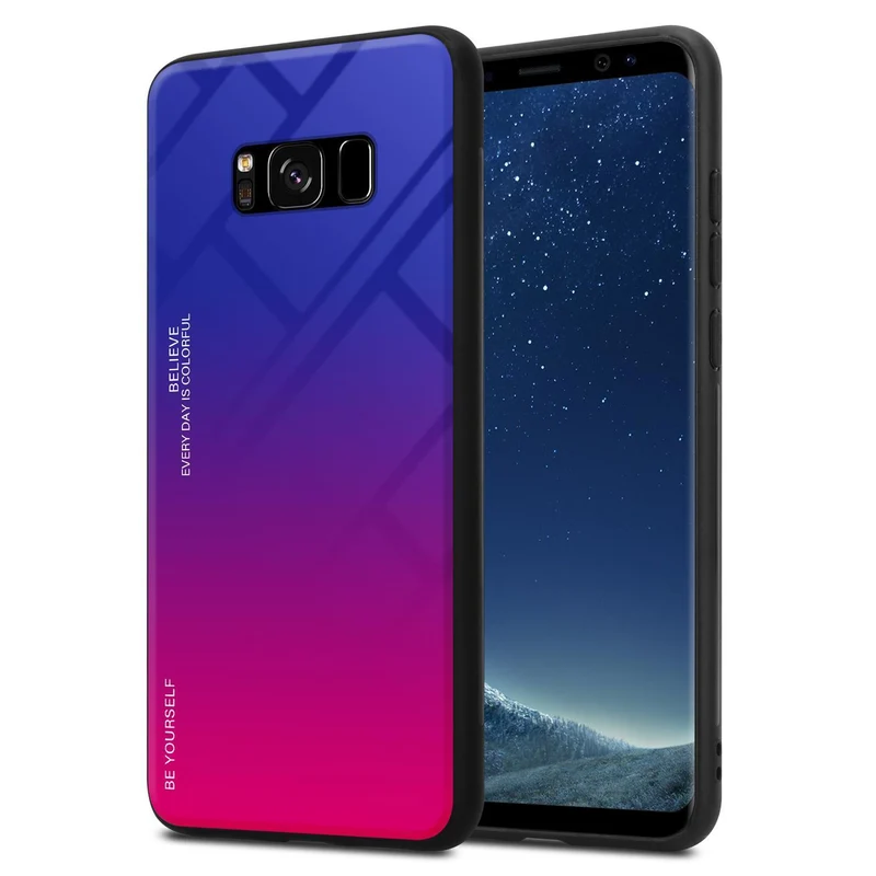 Cadorabo Hülle kompatibel mit Samsung Galaxy S8 Zweifarbige Schutzhülle aus Tempered Glas und TPU Silikon