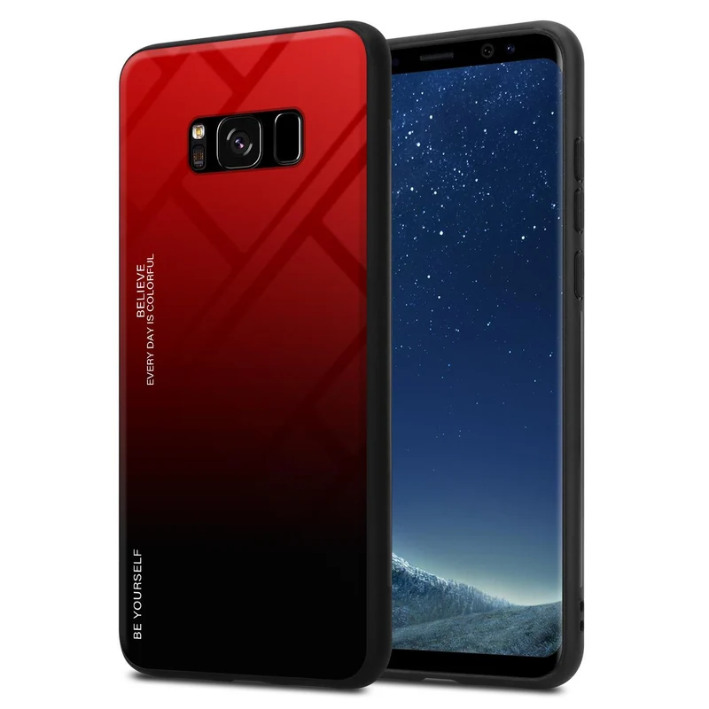 Cadorabo Hülle kompatibel mit Samsung Galaxy S8 Zweifarbige Schutzhülle aus Tempered Glas und TPU Silikon