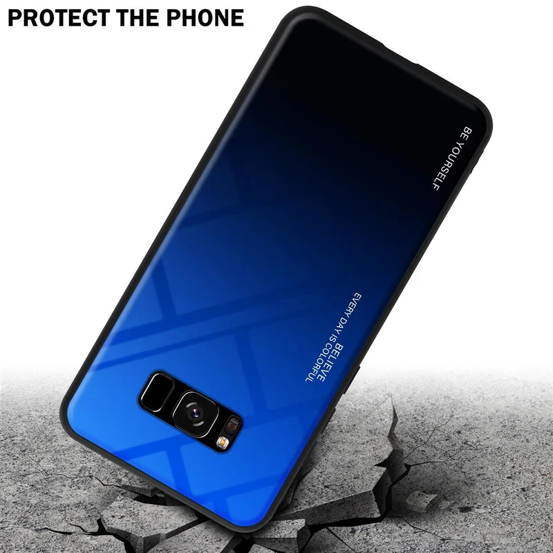 Cadorabo Hülle kompatibel mit Samsung Galaxy S8 Zweifarbige Schutzhülle aus Tempered Glas und TPU Silikon