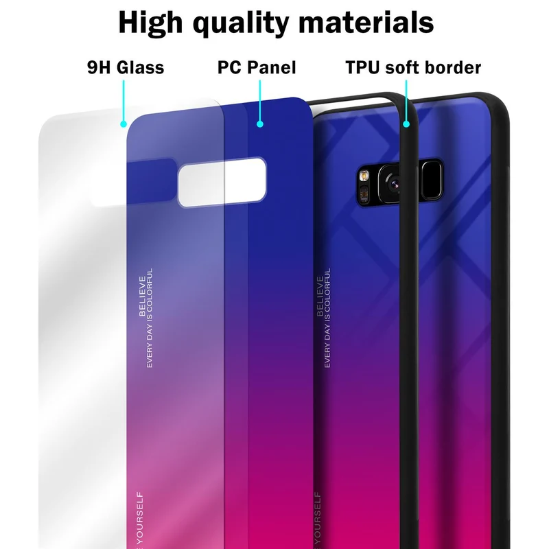 Cadorabo Hülle kompatibel mit Samsung Galaxy S8 Zweifarbige Schutzhülle aus Tempered Glas und TPU Silikon