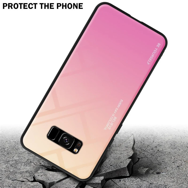 Cadorabo Hülle kompatibel mit Samsung Galaxy S8 Zweifarbige Schutzhülle aus Tempered Glas und TPU Silikon