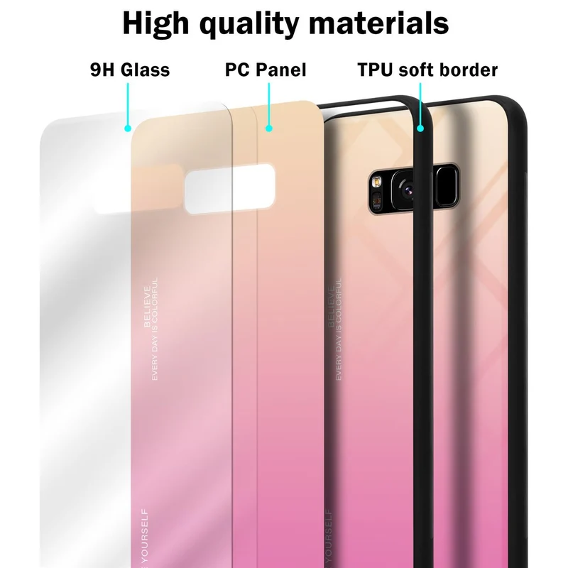 Cadorabo Hülle kompatibel mit Samsung Galaxy S8 Zweifarbige Schutzhülle aus Tempered Glas und TPU Silikon