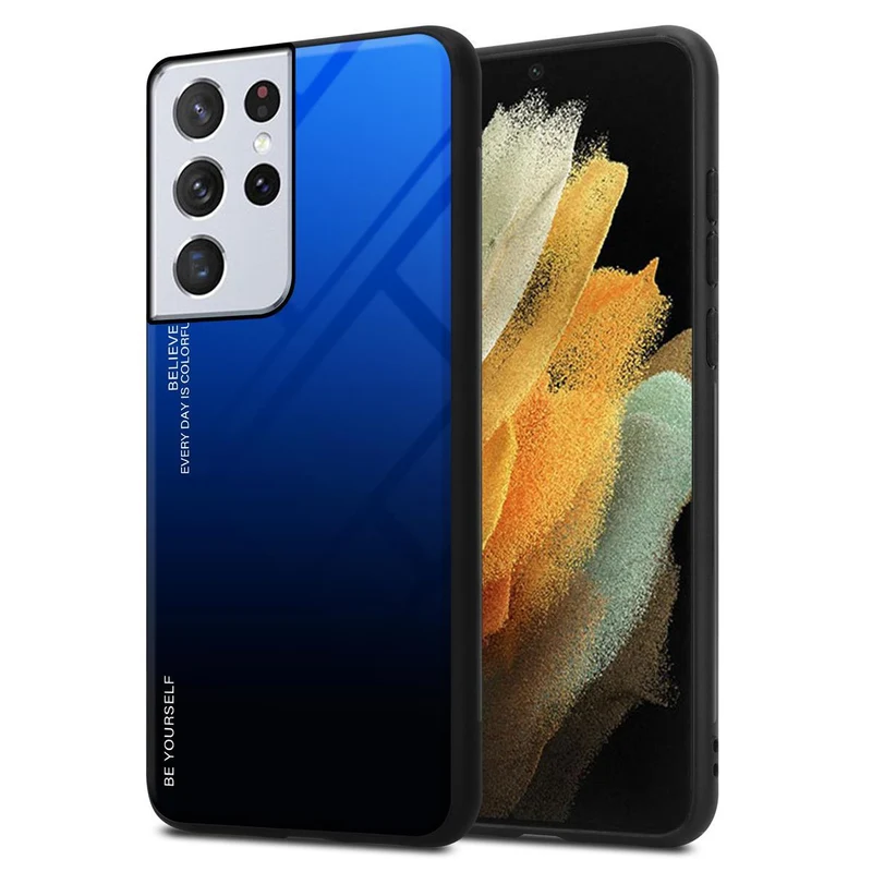 Cadorabo Hülle kompatibel mit Samsung Galaxy S21 ULTRA Zweifarbige Schutzhülle aus Tempered Glas und TPU Silikon