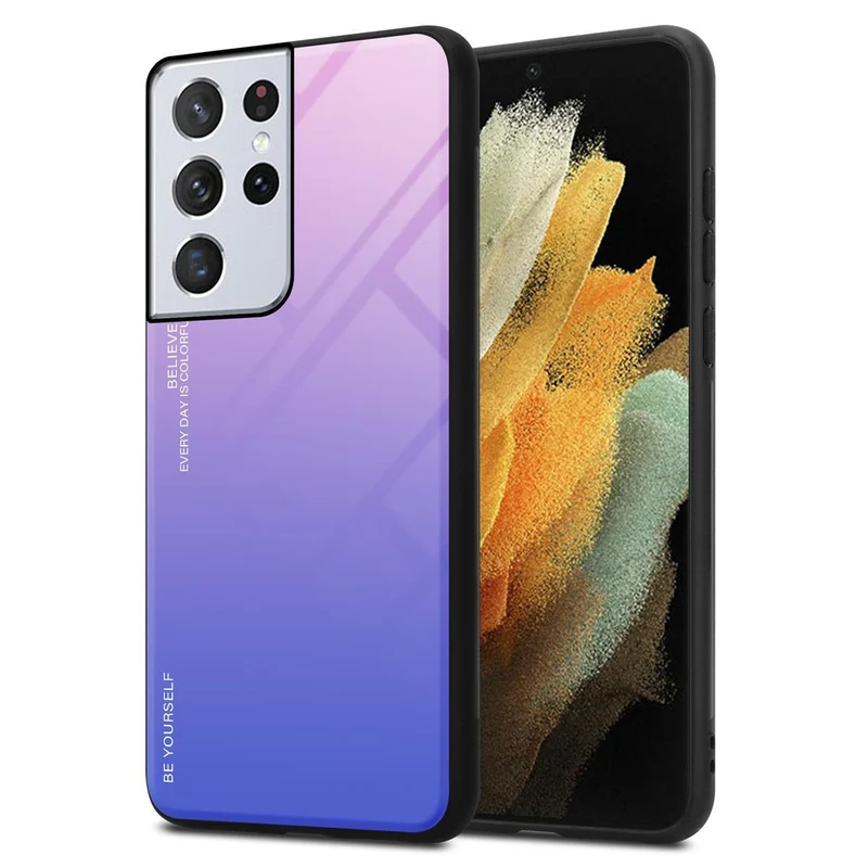 Cadorabo Hülle kompatibel mit Samsung Galaxy S21 ULTRA Zweifarbige Schutzhülle aus Tempered Glas und TPU Silikon