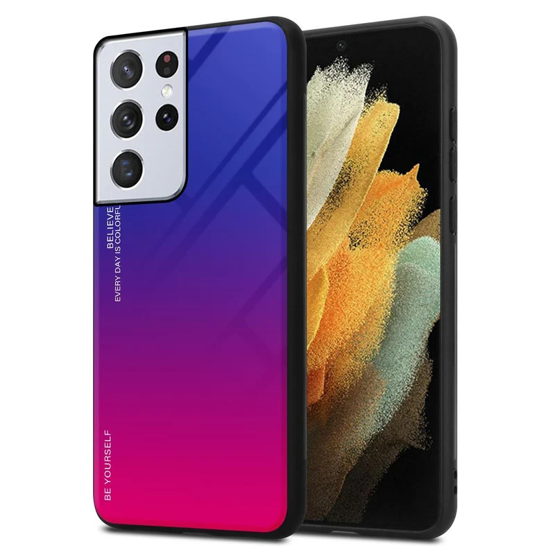 Cadorabo Hülle kompatibel mit Samsung Galaxy S21 ULTRA Zweifarbige Schutzhülle aus Tempered Glas und TPU Silikon