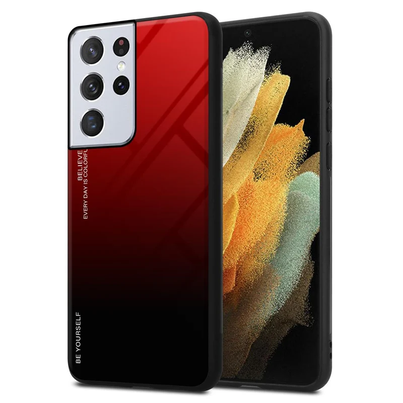 Cadorabo Hülle kompatibel mit Samsung Galaxy S21 ULTRA Zweifarbige Schutzhülle aus Tempered Glas und TPU Silikon