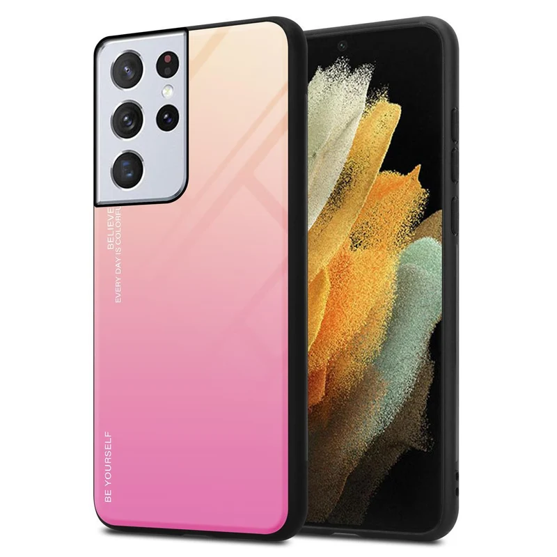 Cadorabo Hülle kompatibel mit Samsung Galaxy S21 ULTRA Zweifarbige Schutzhülle aus Tempered Glas und TPU Silikon