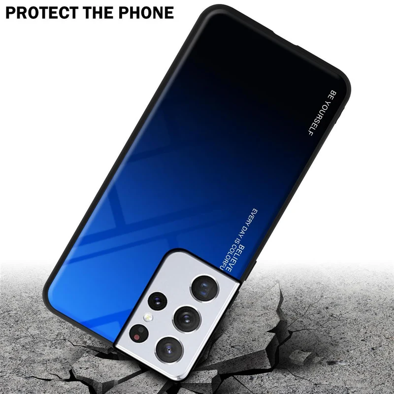 Cadorabo Hülle kompatibel mit Samsung Galaxy S21 ULTRA Zweifarbige Schutzhülle aus Tempered Glas und TPU Silikon