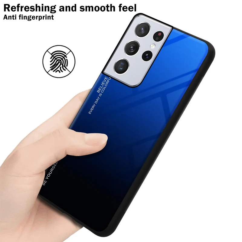 Cadorabo Hülle kompatibel mit Samsung Galaxy S21 ULTRA Zweifarbige Schutzhülle aus Tempered Glas und TPU Silikon