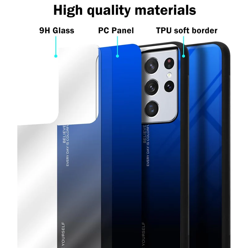 Cadorabo Hülle kompatibel mit Samsung Galaxy S21 ULTRA Zweifarbige Schutzhülle aus Tempered Glas und TPU Silikon