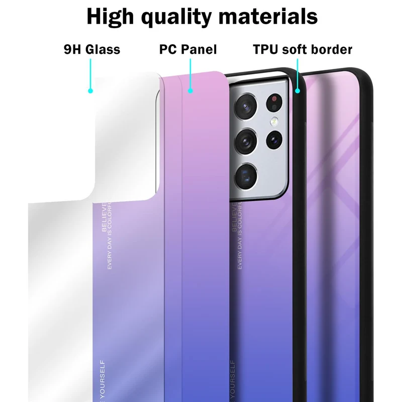 Cadorabo Hülle kompatibel mit Samsung Galaxy S21 ULTRA Zweifarbige Schutzhülle aus Tempered Glas und TPU Silikon