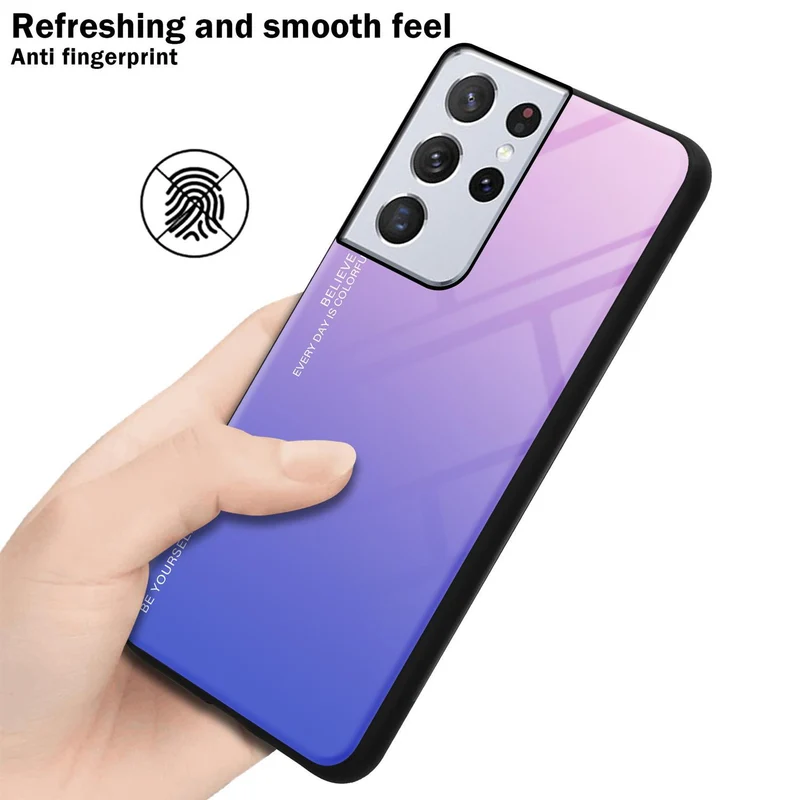 Cadorabo Hülle kompatibel mit Samsung Galaxy S21 ULTRA Zweifarbige Schutzhülle aus Tempered Glas und TPU Silikon
