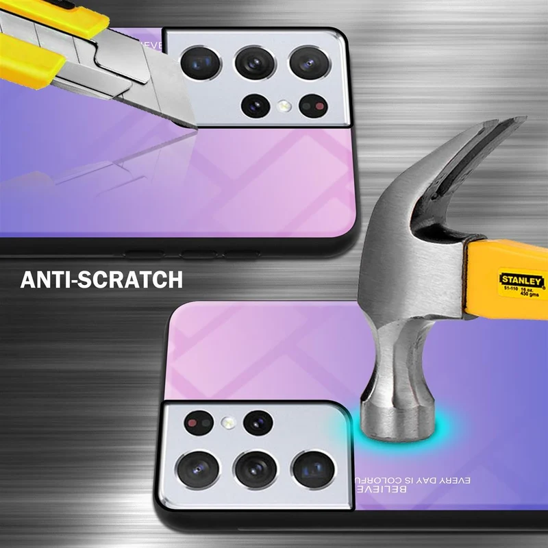 Cadorabo Hülle kompatibel mit Samsung Galaxy S21 ULTRA Zweifarbige Schutzhülle aus Tempered Glas und TPU Silikon