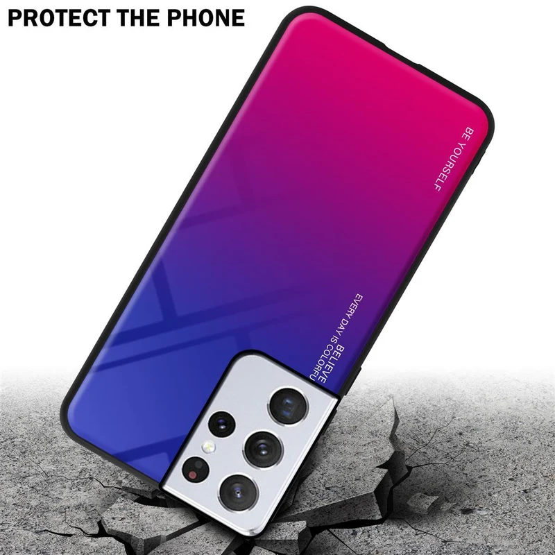 Cadorabo Hülle kompatibel mit Samsung Galaxy S21 ULTRA Zweifarbige Schutzhülle aus Tempered Glas und TPU Silikon