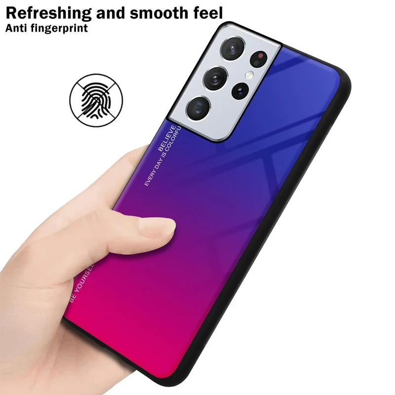 Cadorabo Hülle kompatibel mit Samsung Galaxy S21 ULTRA Zweifarbige Schutzhülle aus Tempered Glas und TPU Silikon