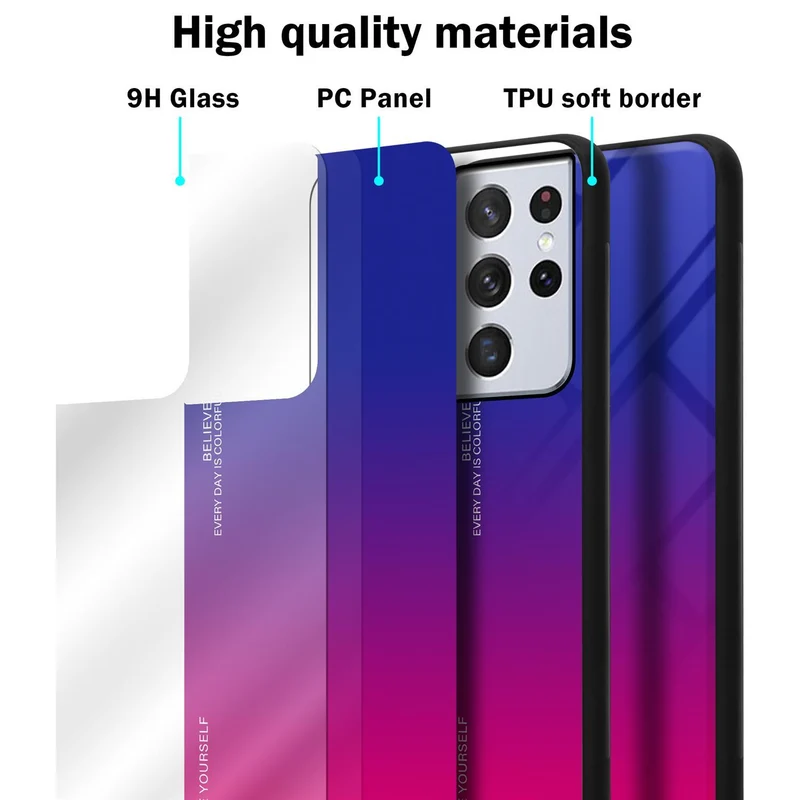 Cadorabo Hülle kompatibel mit Samsung Galaxy S21 ULTRA Zweifarbige Schutzhülle aus Tempered Glas und TPU Silikon