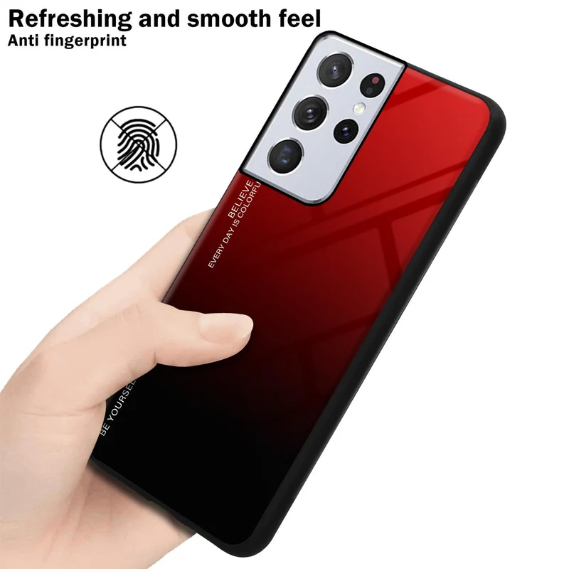 Cadorabo Hülle kompatibel mit Samsung Galaxy S21 ULTRA Zweifarbige Schutzhülle aus Tempered Glas und TPU Silikon