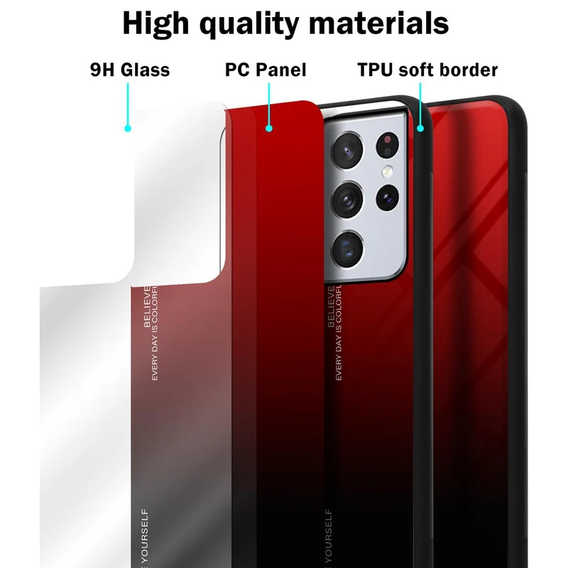 Cadorabo Hülle kompatibel mit Samsung Galaxy S21 ULTRA Zweifarbige Schutzhülle aus Tempered Glas und TPU Silikon