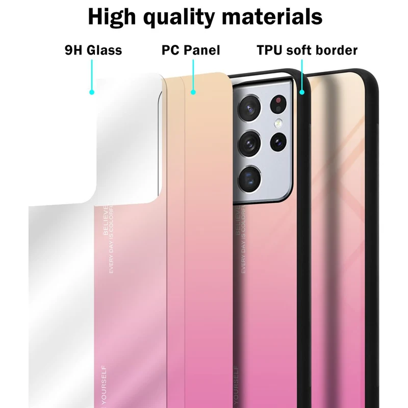 Cadorabo Hülle kompatibel mit Samsung Galaxy S21 ULTRA Zweifarbige Schutzhülle aus Tempered Glas und TPU Silikon