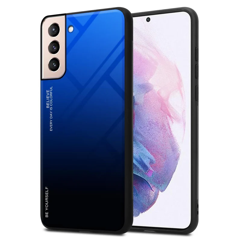 Cadorabo Hülle kompatibel mit Samsung Galaxy S21 PLUS Zweifarbige Schutzhülle aus Tempered Glas und TPU Silikon