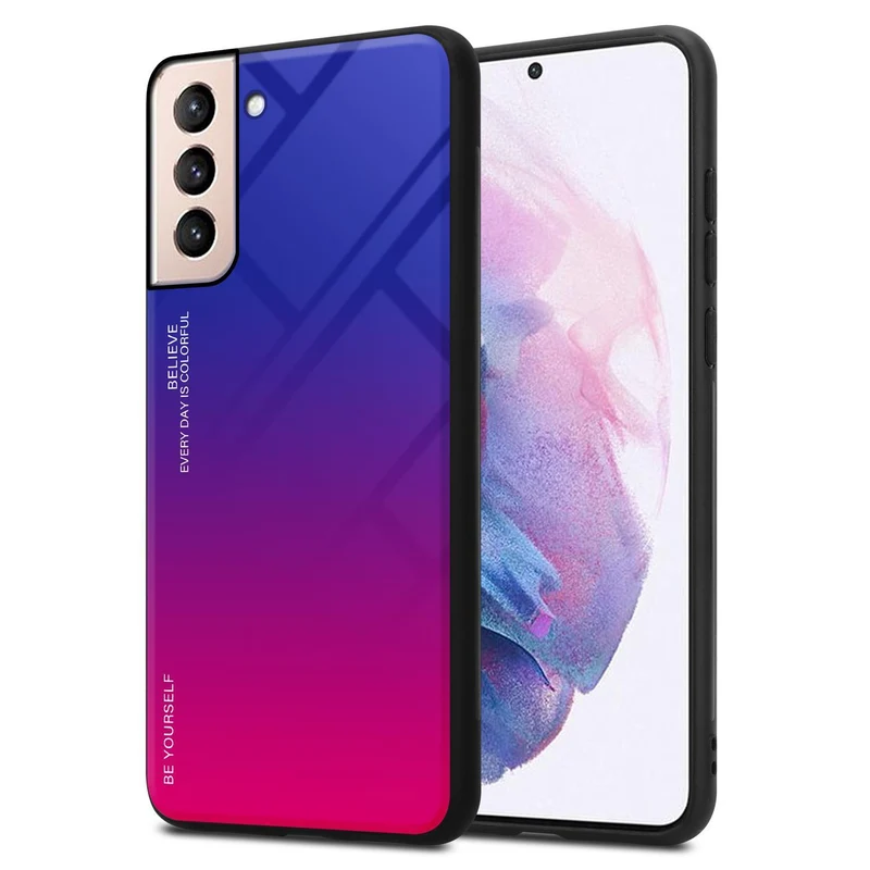 Cadorabo Hülle kompatibel mit Samsung Galaxy S21 PLUS Zweifarbige Schutzhülle aus Tempered Glas und TPU Silikon
