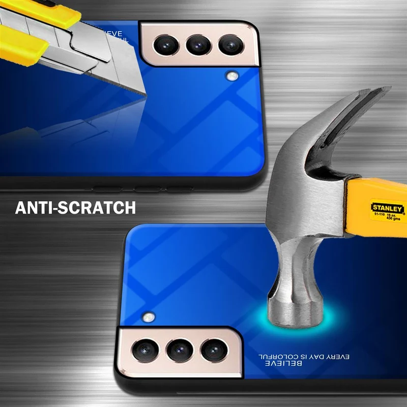 Cadorabo Hülle kompatibel mit Samsung Galaxy S21 PLUS Zweifarbige Schutzhülle aus Tempered Glas und TPU Silikon