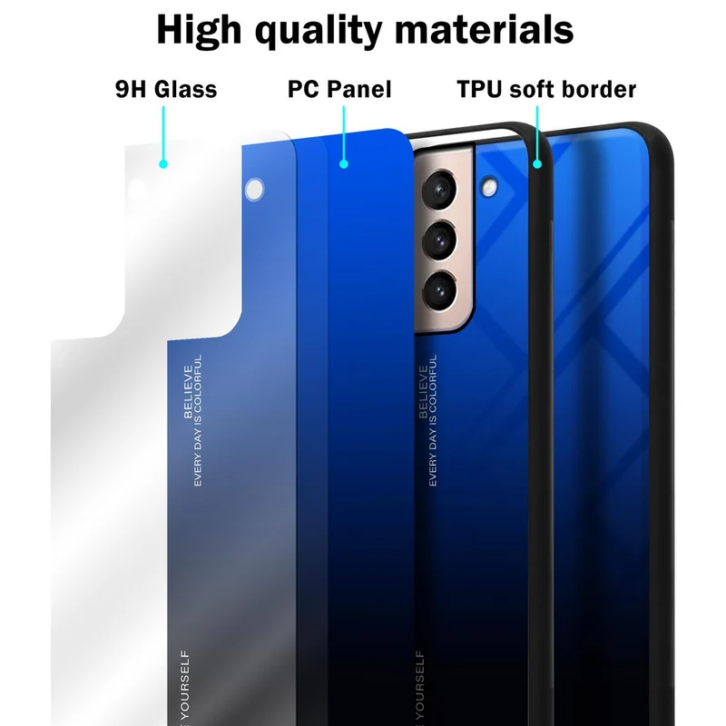 Cadorabo Hülle kompatibel mit Samsung Galaxy S21 PLUS Zweifarbige Schutzhülle aus Tempered Glas und TPU Silikon