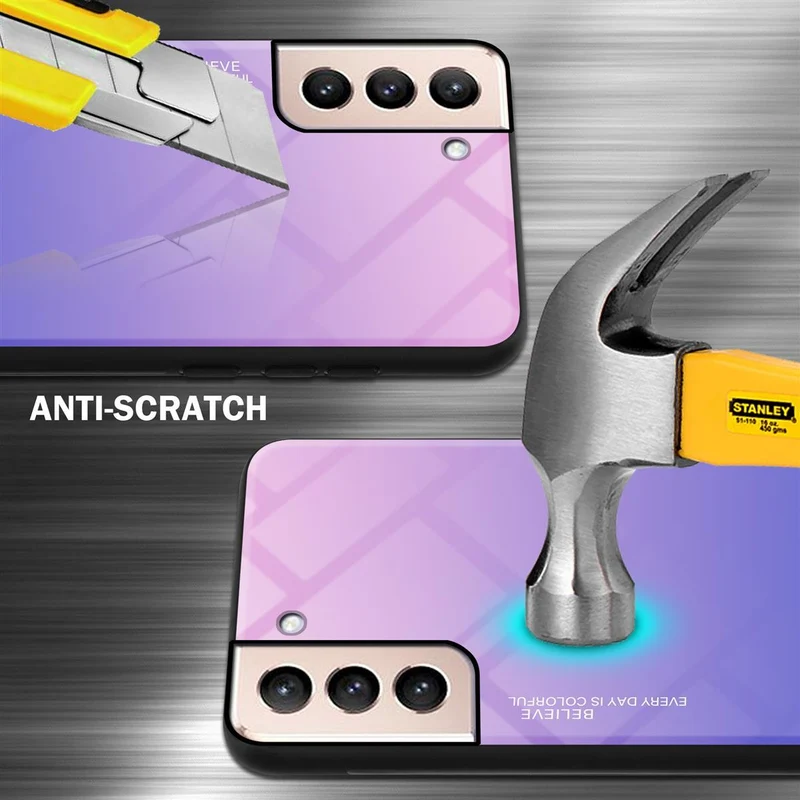 Cadorabo Hülle kompatibel mit Samsung Galaxy S21 PLUS Zweifarbige Schutzhülle aus Tempered Glas und TPU Silikon