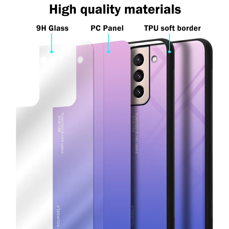 Cadorabo Hülle kompatibel mit Samsung Galaxy S21 PLUS Zweifarbige Schutzhülle aus Tempered Glas und TPU Silikon