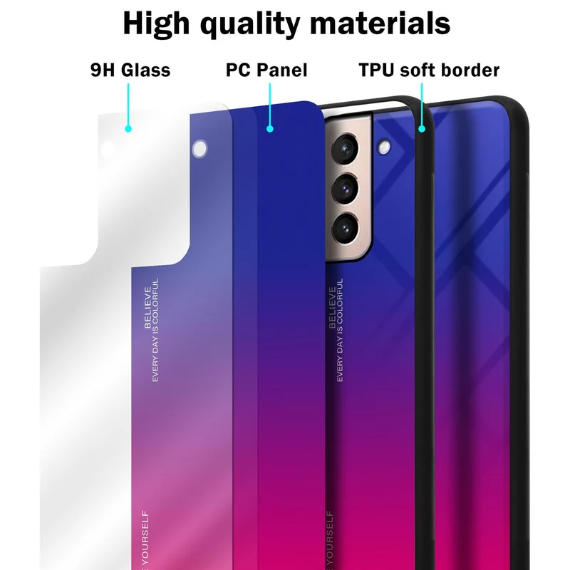 Cadorabo Hülle kompatibel mit Samsung Galaxy S21 PLUS Zweifarbige Schutzhülle aus Tempered Glas und TPU Silikon