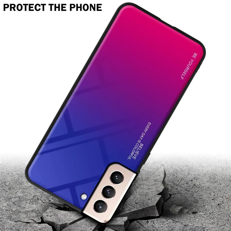 Cadorabo Hülle kompatibel mit Samsung Galaxy S21 PLUS Zweifarbige Schutzhülle aus Tempered Glas und TPU Silikon