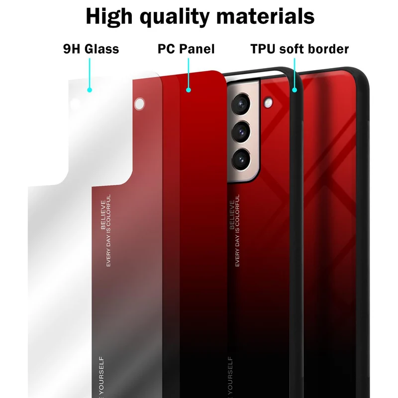 Cadorabo Hülle kompatibel mit Samsung Galaxy S21 PLUS Zweifarbige Schutzhülle aus Tempered Glas und TPU Silikon
