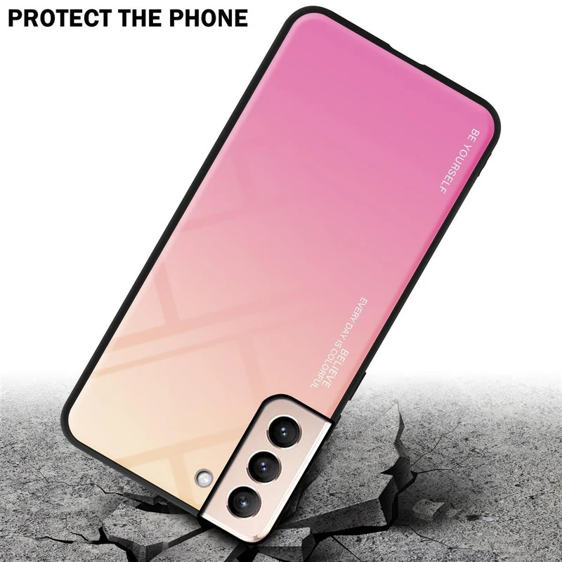 Cadorabo Hülle kompatibel mit Samsung Galaxy S21 PLUS Zweifarbige Schutzhülle aus Tempered Glas und TPU Silikon