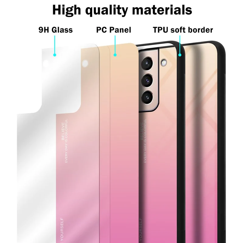 Cadorabo Hülle kompatibel mit Samsung Galaxy S21 PLUS Zweifarbige Schutzhülle aus Tempered Glas und TPU Silikon