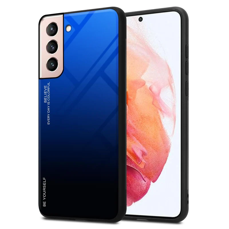 Cadorabo Hülle kompatibel mit Samsung Galaxy S21 5G Zweifarbige Schutzhülle aus Tempered Glas und TPU Silikon