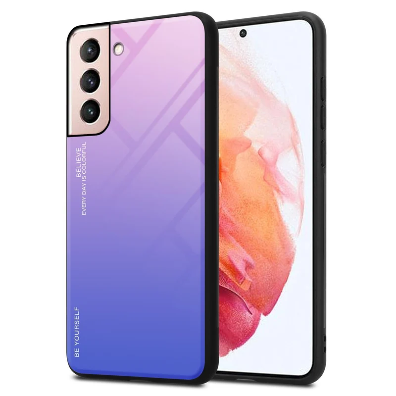 Cadorabo Hülle kompatibel mit Samsung Galaxy S21 5G Zweifarbige Schutzhülle aus Tempered Glas und TPU Silikon