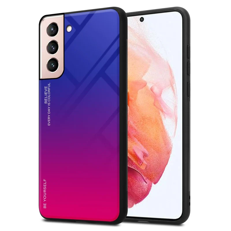 Cadorabo Hülle kompatibel mit Samsung Galaxy S21 5G Zweifarbige Schutzhülle aus Tempered Glas und TPU Silikon