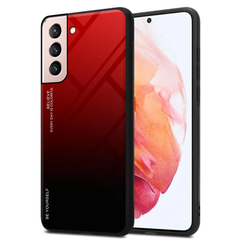 Cadorabo Hülle kompatibel mit Samsung Galaxy S21 5G Zweifarbige Schutzhülle aus Tempered Glas und TPU Silikon