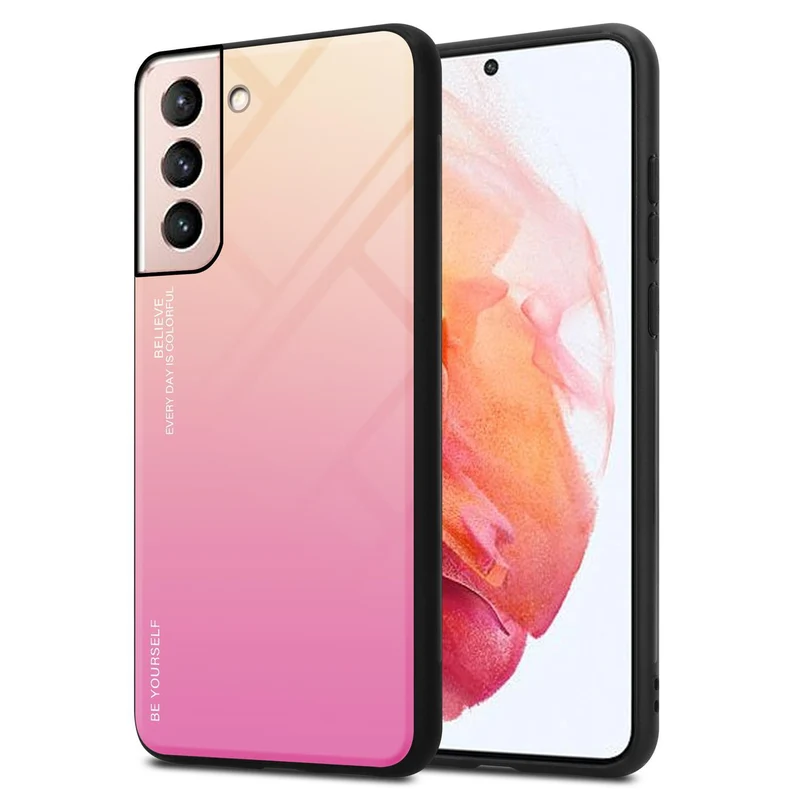 Cadorabo Hülle kompatibel mit Samsung Galaxy S21 5G Zweifarbige Schutzhülle aus Tempered Glas und TPU Silikon