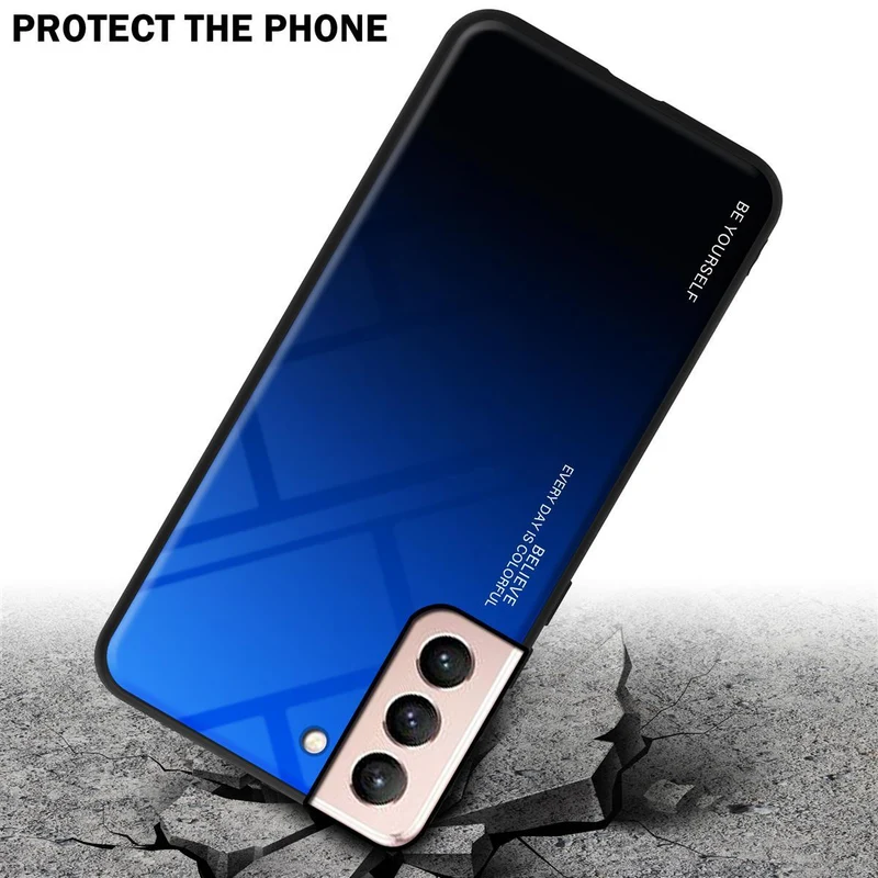 Cadorabo Hülle kompatibel mit Samsung Galaxy S21 5G Zweifarbige Schutzhülle aus Tempered Glas und TPU Silikon
