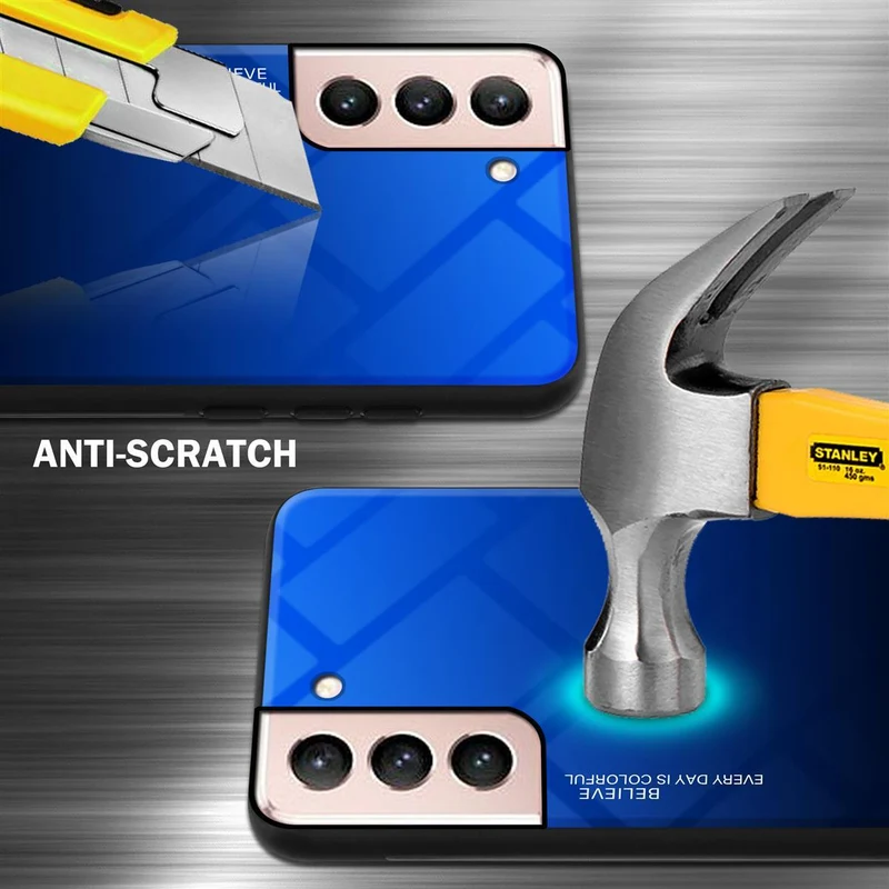 Cadorabo Hülle kompatibel mit Samsung Galaxy S21 5G Zweifarbige Schutzhülle aus Tempered Glas und TPU Silikon